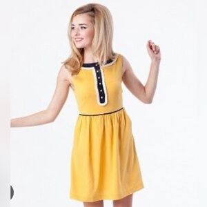 Dear Creatures L yellow dress ruffles black ModCloth large